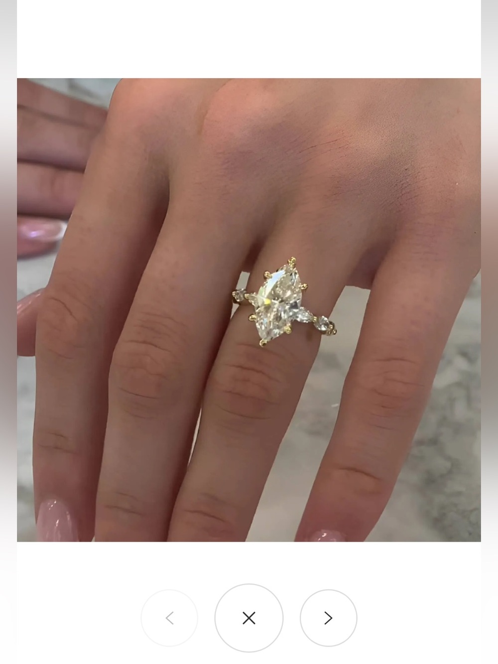Gold Marquise-Cut Solitaire Engagement Ring- Simulated Diamond- 5 carat